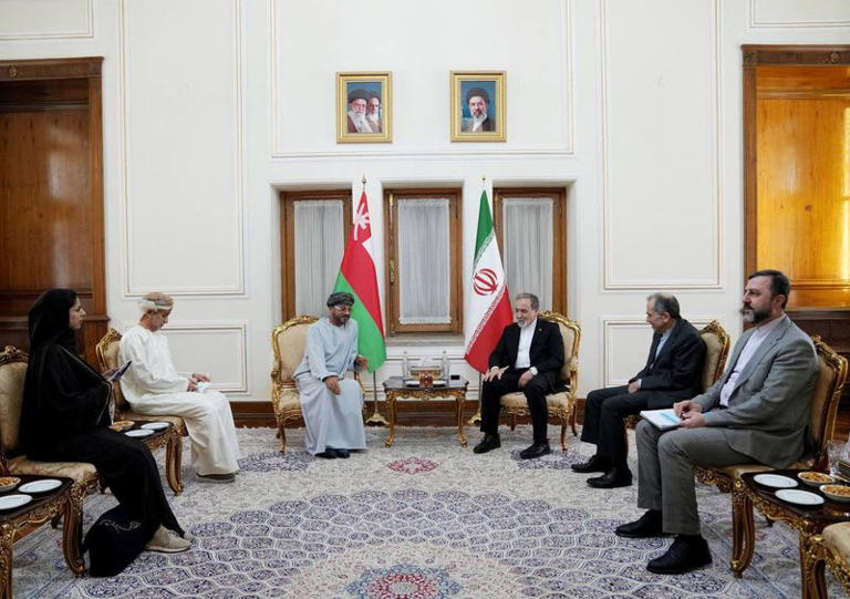 Iran's Foreign Minister Abbas Araghchi meets with Oman's Foreign Minister Sayyid Badr al-Busaidi in Tehran, Iran, August 25, 2026. Iranian Foreign Ministry/WANA