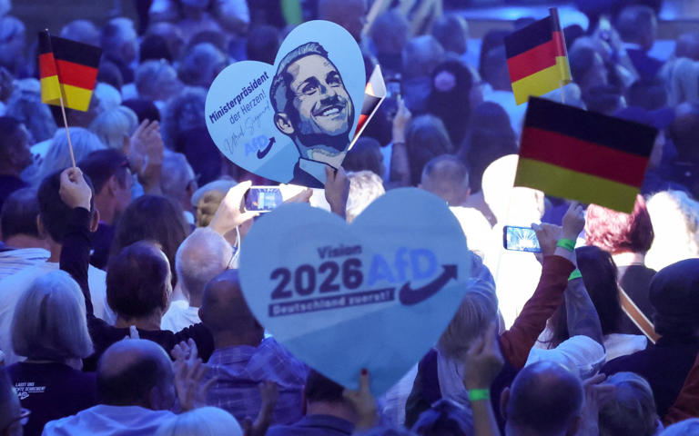 An AfD rally before Sunday’s election. The party has become the de facto opposition in the Bundestag 